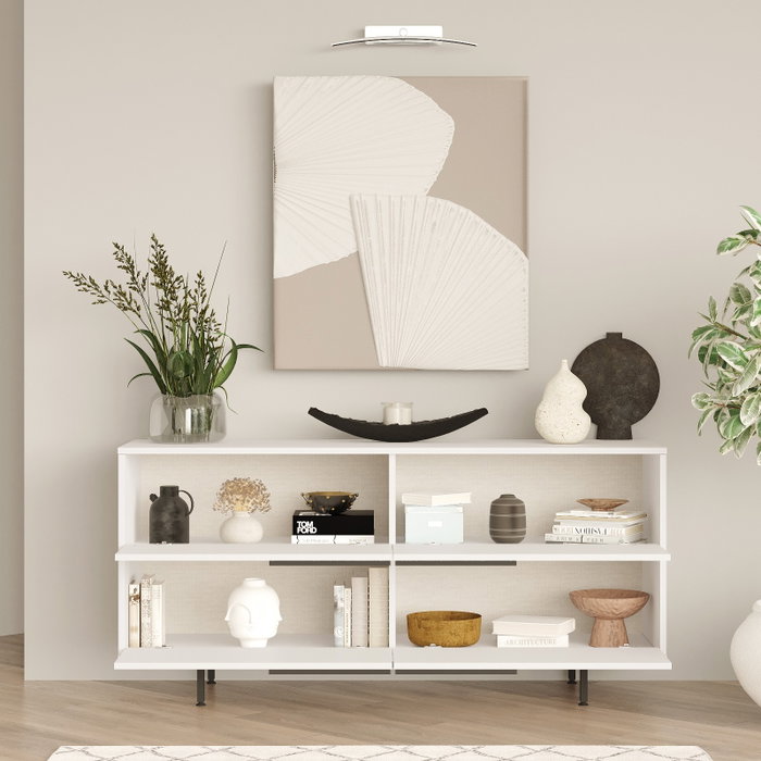 Hanah Home Consola On3-W de 160 cm en Blanco con Patas de Metal, Mueble Versátil y Duradero, Tablero Melamina